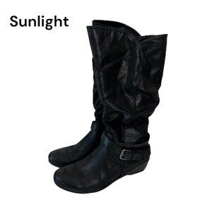 Bass Co Womens Black Faux Leather Mid-Calf Boots Buckle Strap Detail Size 7.5M